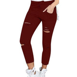 Distressed Pencil Trousers-Bottom-Air Halo Fashions