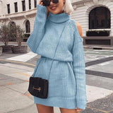 Open Shoulder Sweater Dress-Dress-Air Halo Fashions
